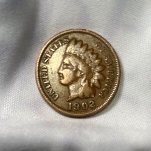 1902 Indian Head Penny One Cent Ungraded Coin Beautiful
